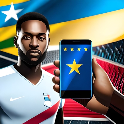 Une main qui tient une application de paris en ligne en République Démocratique du Congo