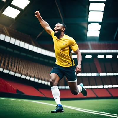 Un joueur de football heureux de gagner